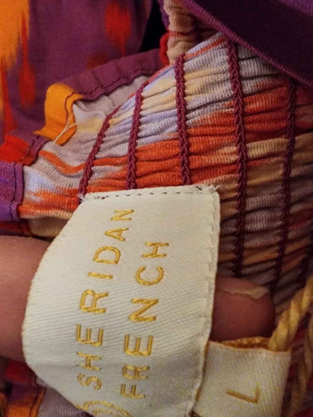 Sheridan French Kelly Maxi Dress L Sunset Ikat NWT Smocked Tiered Resort Wedding - Picture 10 of 11